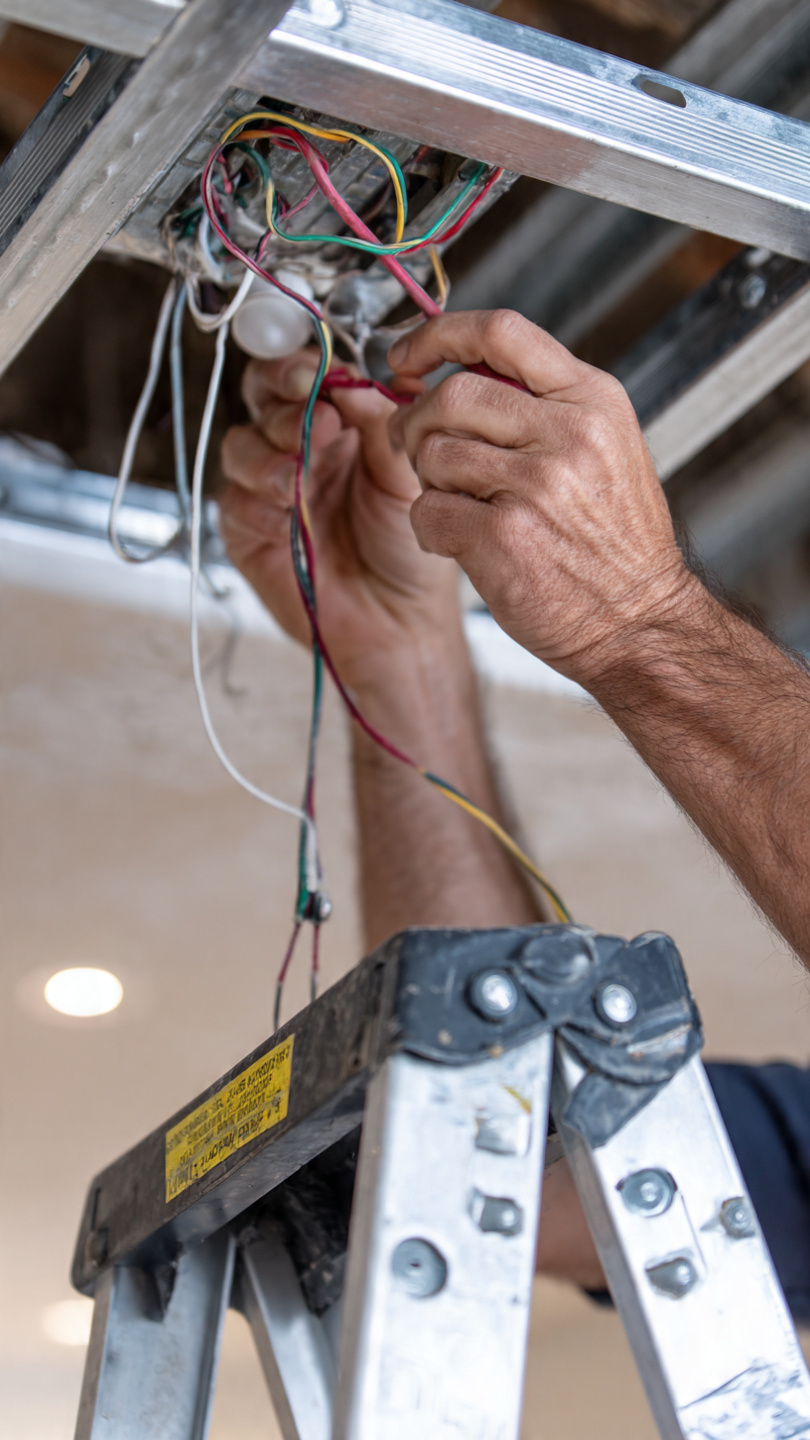 Electrical work and ceiling light installation
